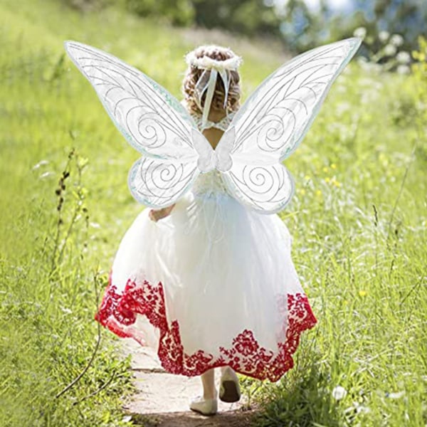 Lasten kimaltelevat keijun siivet Halloween halloween-puku Enkelin siivet perhosen aikuisten keijun siivet tytöille white