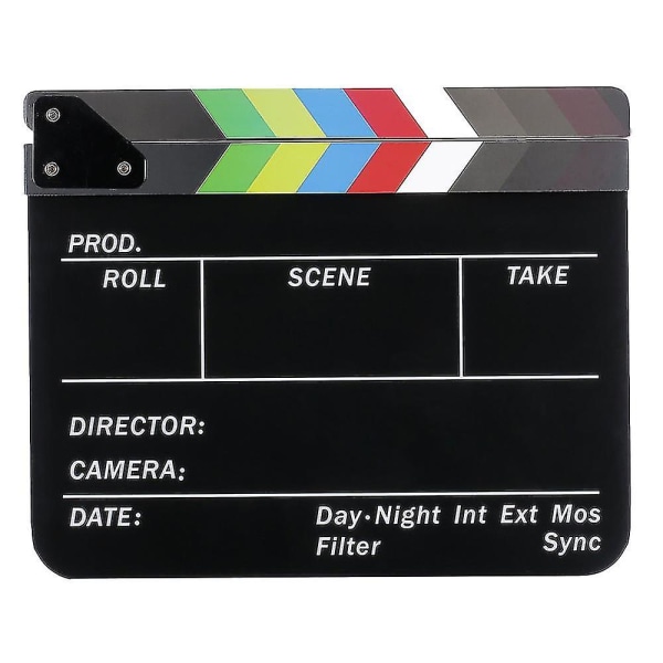 Dry Erase Director's Film Film Clapboard Cut Action Scen Clapper Board skiffer med färgglada pinnar