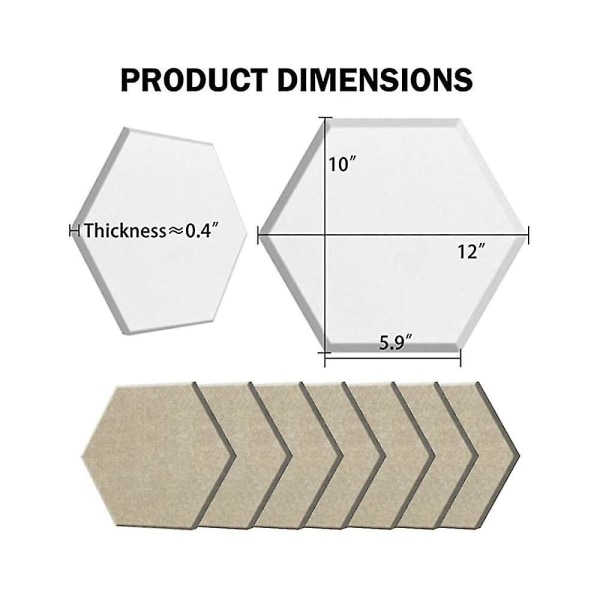 12 stykke sekskantet akustisk panel, 12x10x 0,4 tommer, stilfulde akustiske vægge og kontor (light Camel C