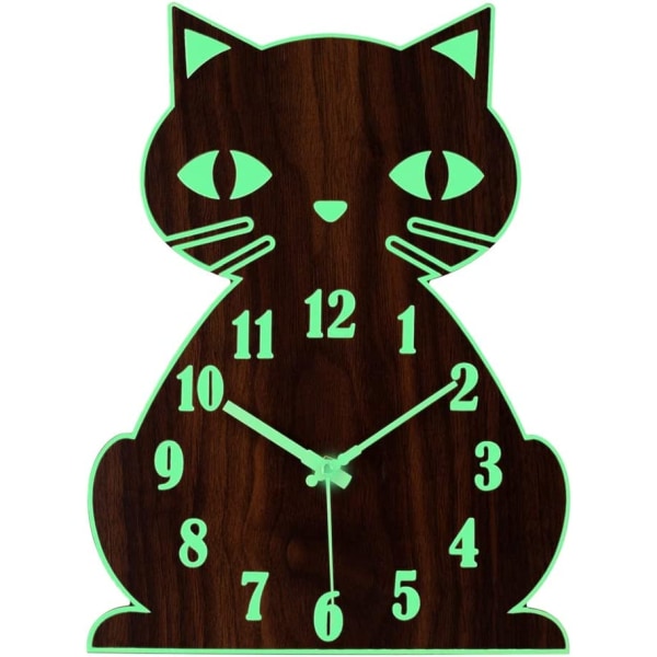Lysende ikke-tikkende Silent Wall Clock Animal Design Clock