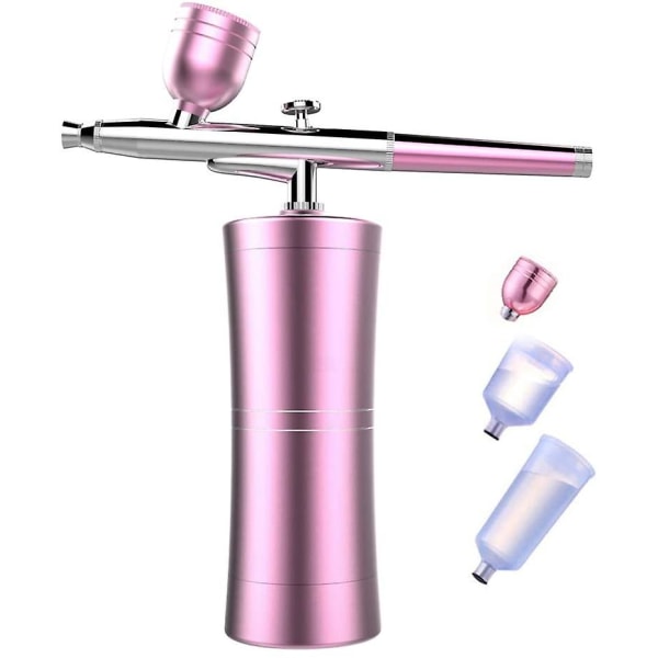 Bärbar Makeup Airbrush Set Med Mini Air Kompressor Bläckkopp Spray Penna För Tatuering Nail Art Ansiktsmålning Kaka Deraction Färgmodell Med 3 Kapacitet C rosa