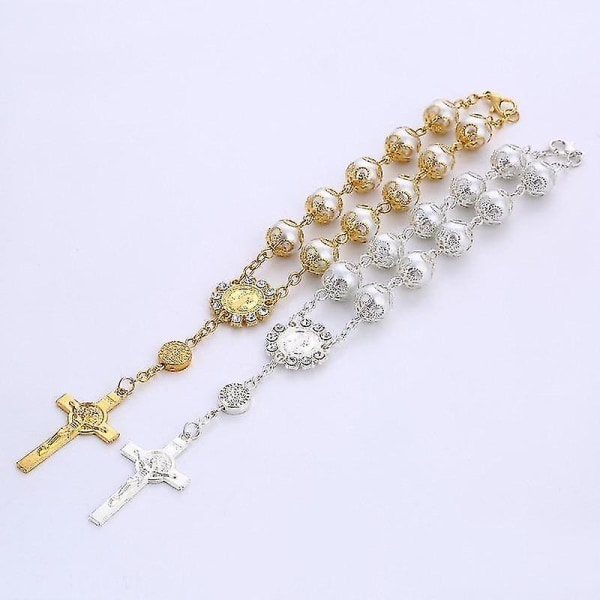 10 stk katolsk glassperle - tiår rosenkransenheng