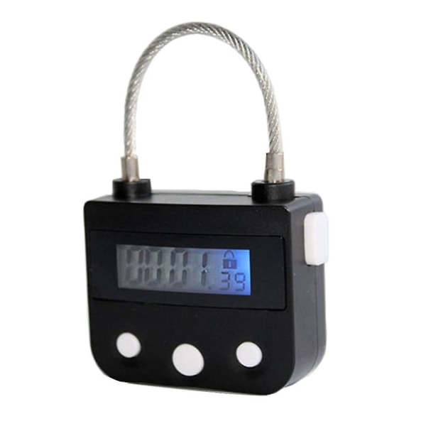 Metallinen ajastinlukko USB LCD-näyttö Metallinen elektroninen ladattava ajastin Monitoiminen riippulukko musta