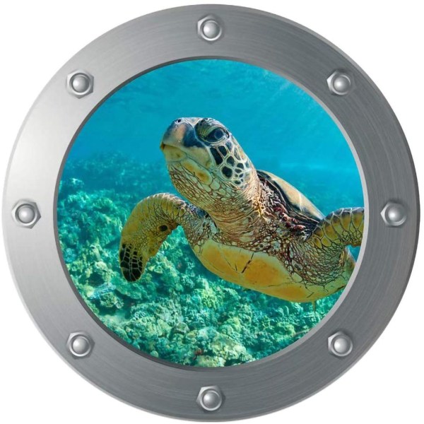 Sea Life Väggdekal Sea Turtle Submarine Window Dekal