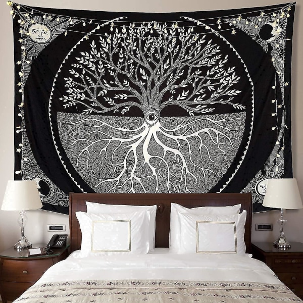 Tree of Life Wall Tapestry Sun and Moon Aesthetics Tapestry