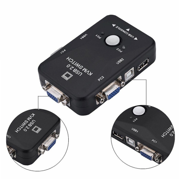 2-ports USB Vga KVM switchboks til mus, tastatur, skærm