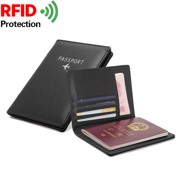 Passhållare i PU-läder, RFID ID-hållare svart