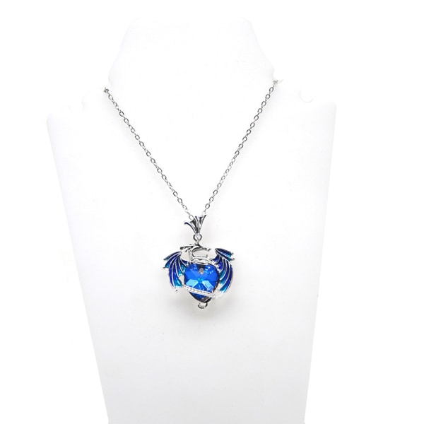 Fantasy färgglada Crystal Dragon hänge halsband kvinnors utsökta halsband blue