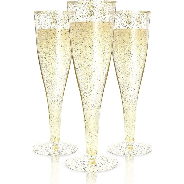 30 Plast Champagne Flutes Disponibel | Guld