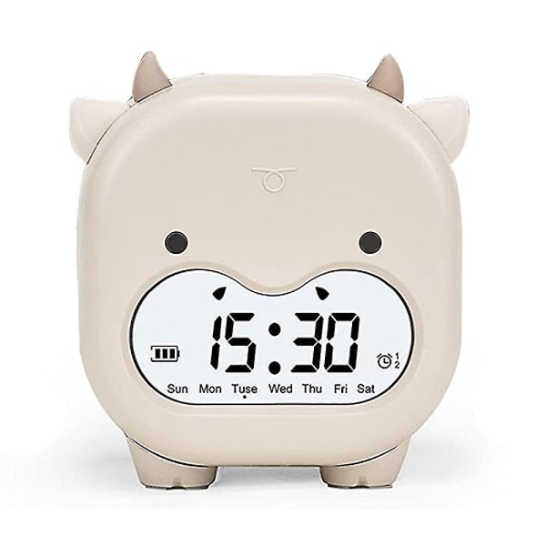 Stupid Cow Intelligent Alarm Clock USB Charging LED Timing khaki