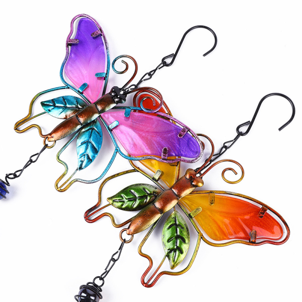 Butterfly Wind Chime Metal Craft Glass Malt Aluminium Tube Ornament Creative Home Bell Wind Chime Tube Anheng blue