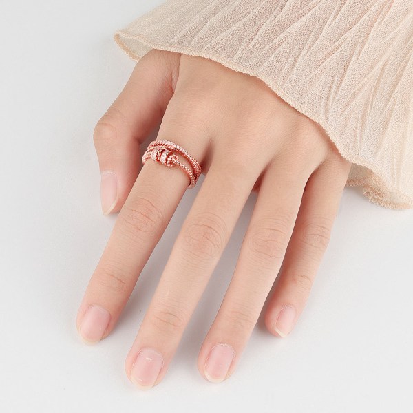 Justerbar stressring med vridbara pärlor Rose gold