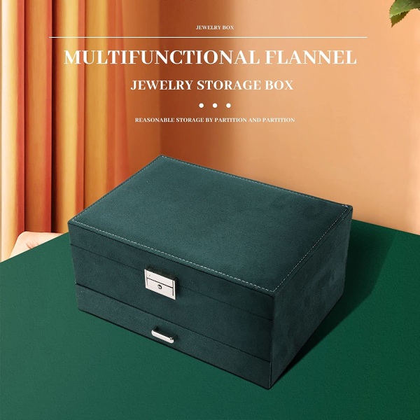 Flanell smyckeskrin Tre lager vintage smycken förvaringsbox