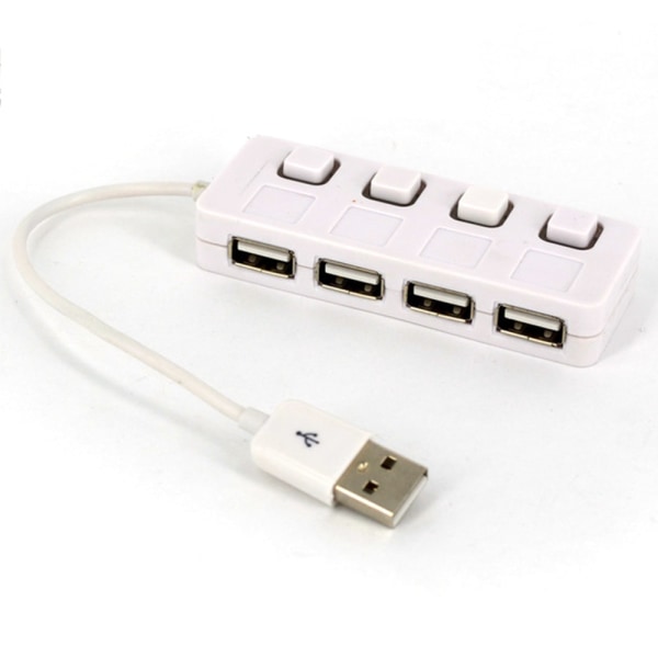 4-ports USB 2.0 adapter høyhastighets multi hub strømforsyning white