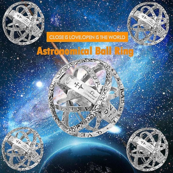 Astronomi Ball Ring Cosmic Ring Ring Par Par Smycken Present Silver 10