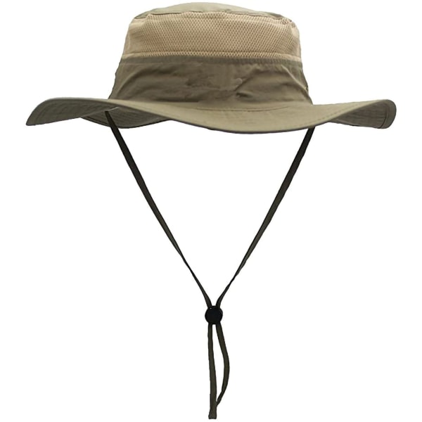 Udendørs solhat Wide Rim Fisherman Bucket Hat til mænd, kvinder Khaki