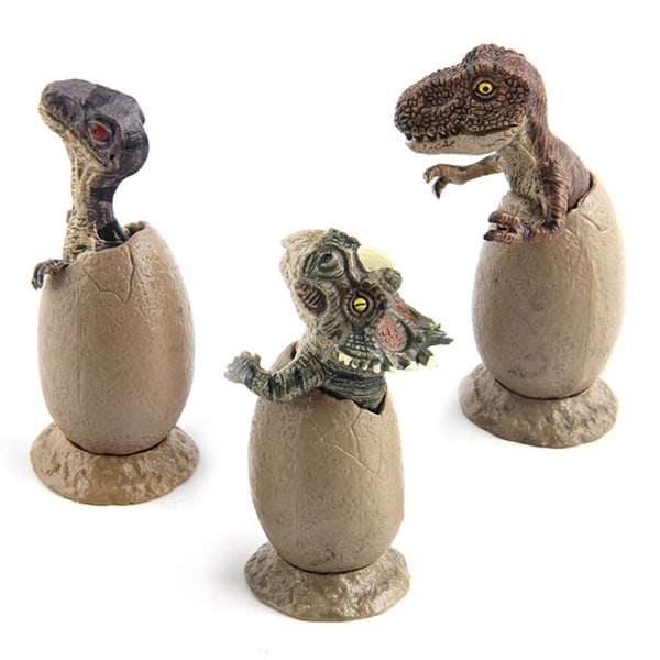 3 kpl / set Rikkoutuneen kuoren dinosauruksen kananmunan lelumalli pohjalla kuoriutuvalla dinosauruksen munalla rikkikuorella, opetuslelut lapsille