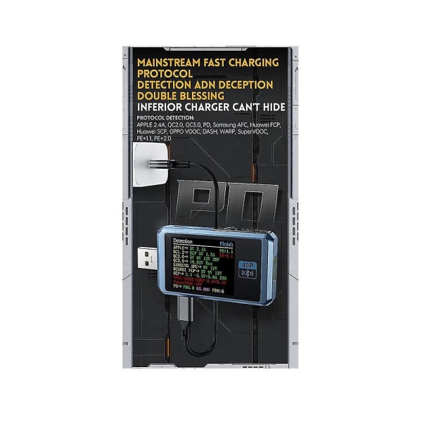 Fnb48p USB Mobile Dc-laturin testeri 1,77 tuuman volttimittarin ampeerimittari Type-c pikalataustesteri Qc/pd
