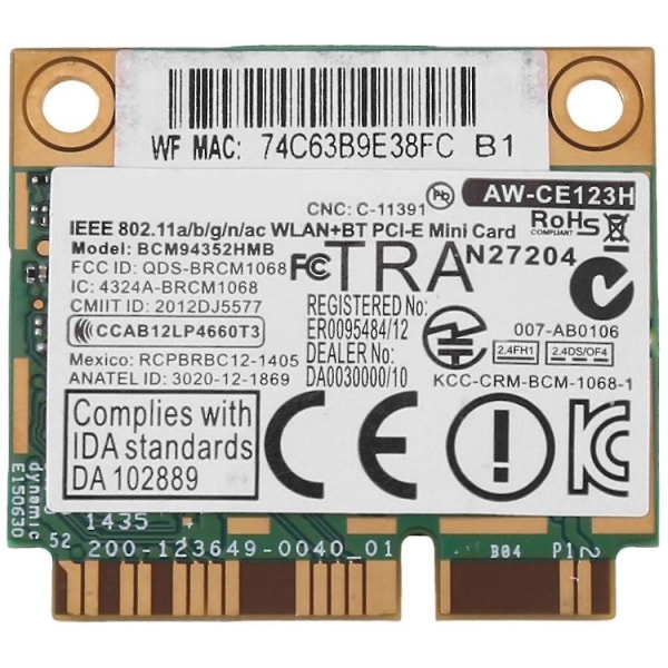 Azurewave Bcm94352hmb Wifi Card Mini Pcie 802.11ac 867mhz langattomalle Wifi Wlan Bluetooth kortille