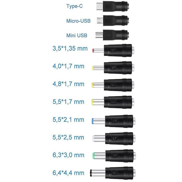 11 in1 5v USB till 5,5x2,5 mm stickkontakt power för mobiltelefon led