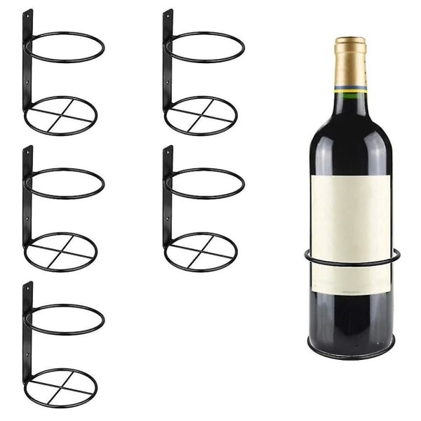 Vinveggholder, 6-pakningsveggmontert vinstativ, metallvinflaskeholder for vinoppbevaring