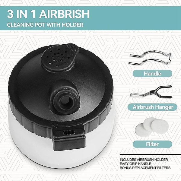 Airbrush 13-osainen Airbrush-puhdistussarja - Airbrush Clean Pot -lasinpuhdistuspurkki pidikkeellä, Mini B