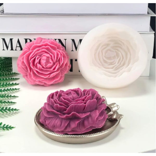 3D mold pioni kukka kynttilän mold tee itse ruusun tuoksu kynttilän mold grey