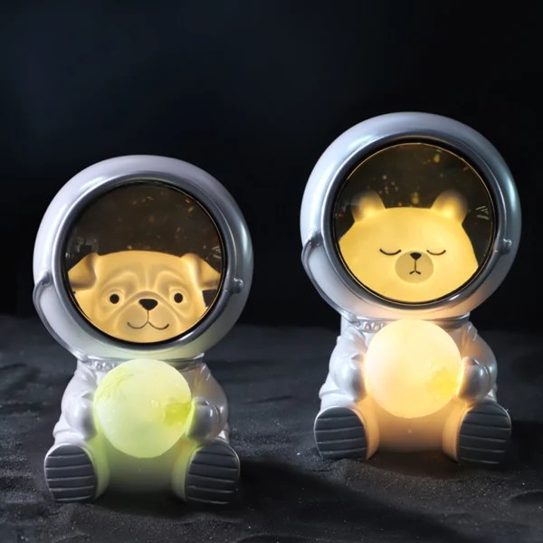 LED Nattlys Animal Astronaut Lamper Bord Dekorative Lamper Resin Materiale Valp astronaut