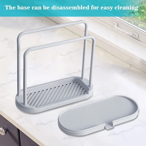Kjøkkensvampholder opphengende oppvaskklut, oppvaskstativ for svamp, oppvaskklut, klut, børste (grå) grey