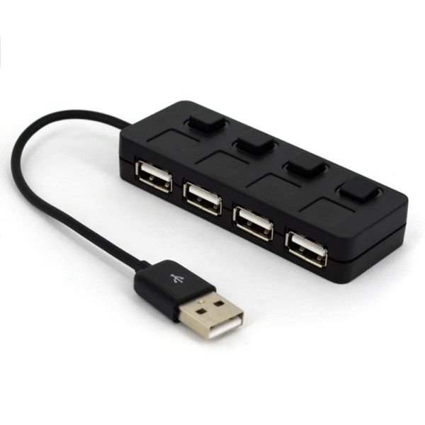 4-ports USB 2.0 adapter højhastigheds multi hub strømforsyning black