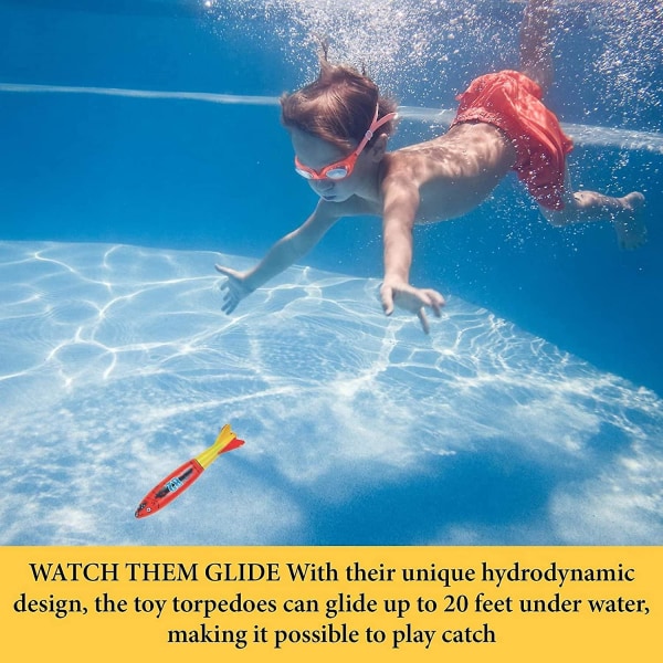 4 stk undervandsdykkertorpedobanditter, svømmebassinlegetøj, sjove vandspil træningsgavesæt til drenge og piger