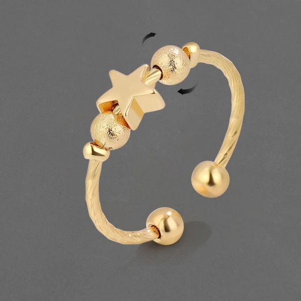 Nytt produkt ring stjerneformet justerbar anti-stress ring anti-stress angst ring kobber gull gold