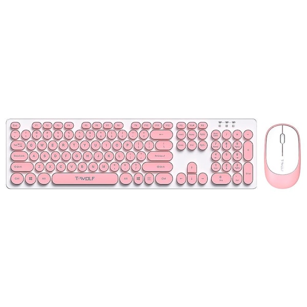 T-wolf Tf770 2,4g trådlös tangentbord Mus Combo Retro Punk Rund Keycap Bekväm Mute Skrivning Bred Kompatibilitet Blå