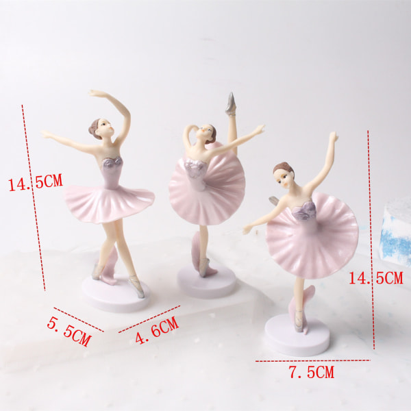 3 stk Kage Dekorativ Dekoration Ballet Dance Pige Dekoration pink