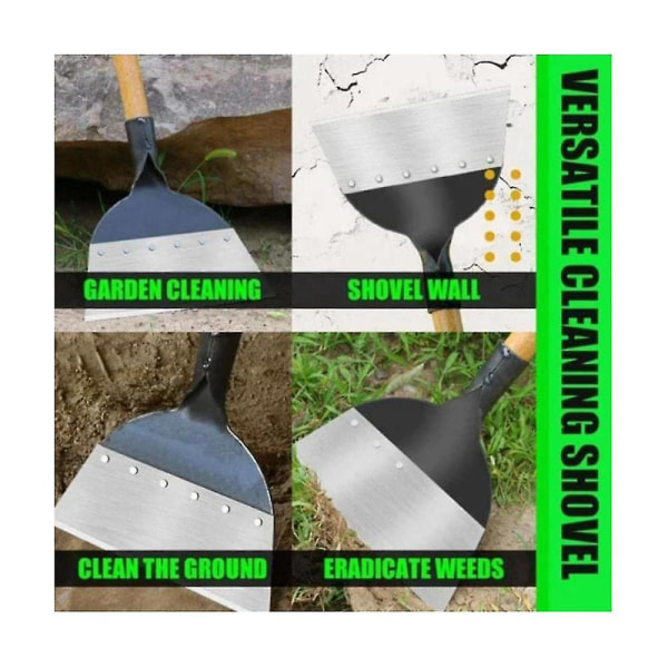 Trädgårdsrengöringsskyffel Multifunktionell spade Platt spade Kolstål Ogräsverktyg Ogräsverktyg Ga