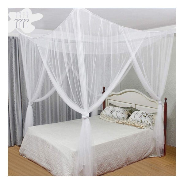 Bed Canopy Neliovinen hyttysverkko, sopii useimpiin sänkyihin
