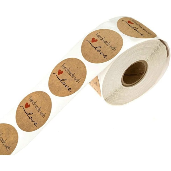 500 stk. Roll-In Kraft Papir Runde Sticker Bage Gaveposer