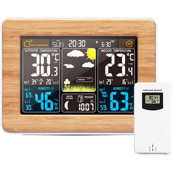 Trådløs vejrstation, Digital Forecast udendørs termometer beige