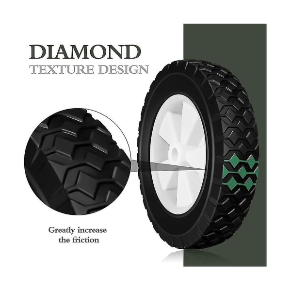 Byte av 8-tums hjul för 72-108, vagnsgräsklippargrillhjul med diamantslitbana