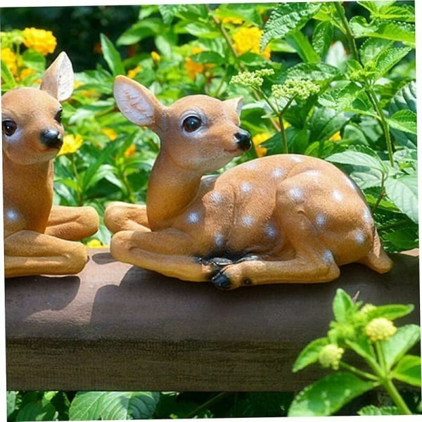 Sika Deer Statue, Skulptur Ornament Dyremodell Håndverk Utendørs Hage Dekorasjon Hage Dyre Statue Dekorativ Resin Deer (2 stk)