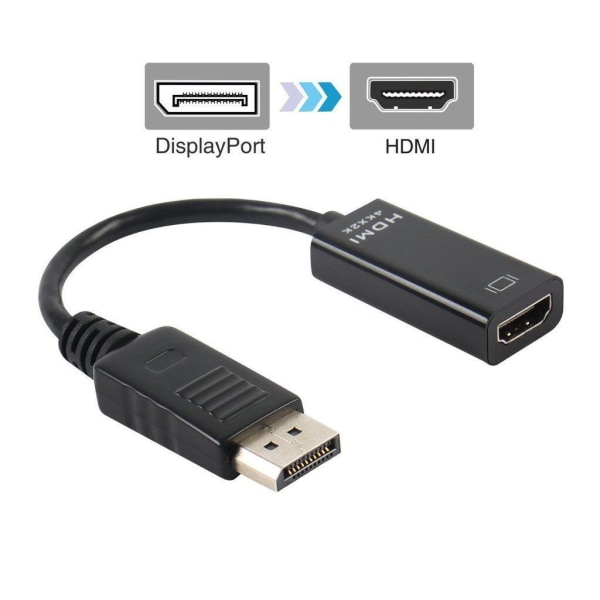 DisplayPort til HDMI-adapter 4K med lyd Sort