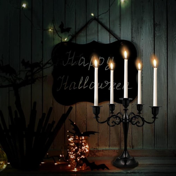 Sort metal kandelaber med 5 arme lysestage gotisk lysestager til boligindretning bryllup jul