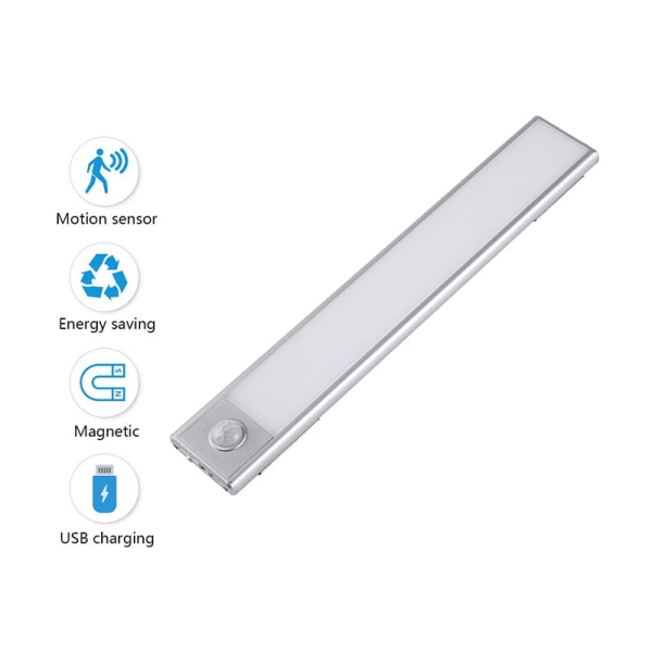 LED människokroppsinduktion Skåpljus USB uppladdningsbar nattlampa för garderob 15 cm