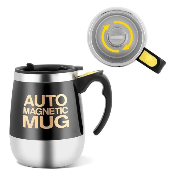 Magnetisk blandningsmugg Självrörande kaffemugg Rostfritt stål black