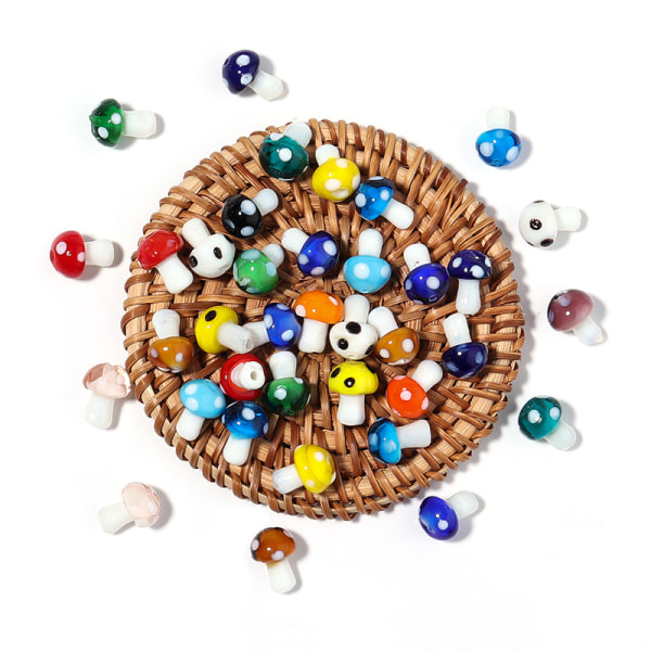50 glaspärlor för smyckestillverkning, svampglaspärlor, blandade färger, hantverkspärlor, dekoration, hantverkslösa pärlor, armband, örhängen, halsbandstillverkning