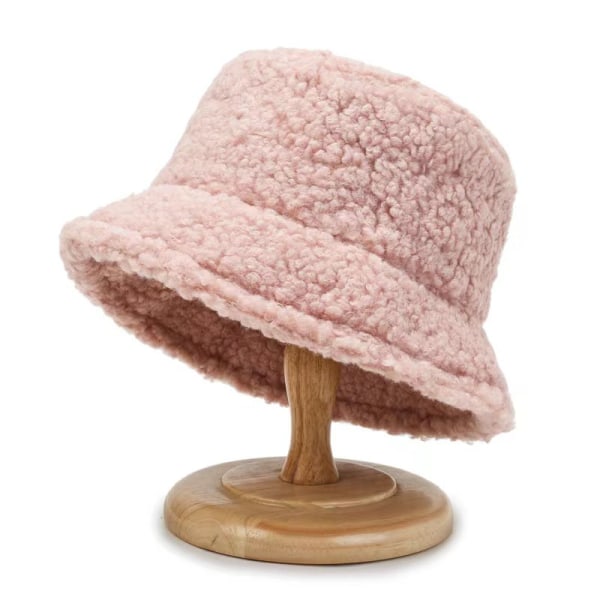 Høst Vinter Varm Tykk All-Match Dame Ensfarget Bøttehatt Fisherman Cap pink