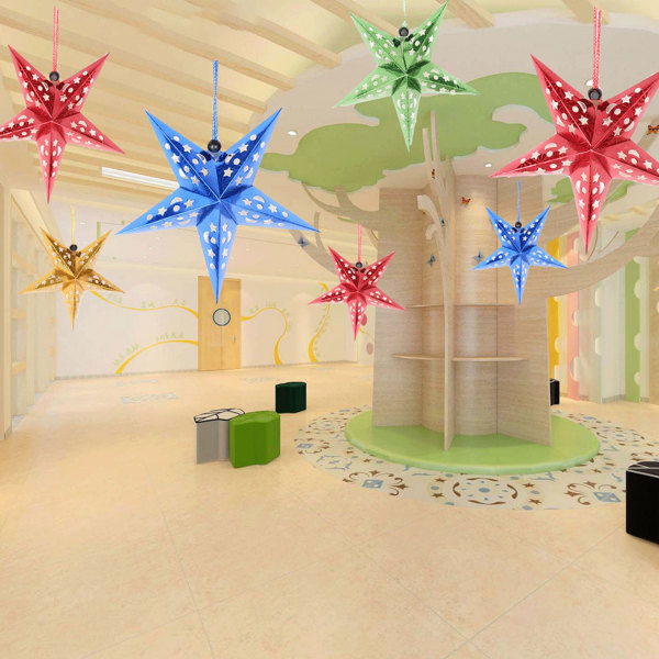 30 cm 3D Star Paperi riippuva ontto Pentagram lampunvarjostin joulukuusen koristelu