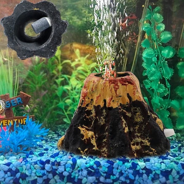 Akvarium dekoration harpiks vulkan boble pumpe vulkan form fisk tank landskabspleje dekoration