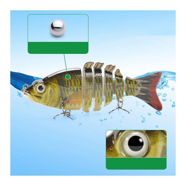 Artificiellt bete 6 Segment Realistisk 3D Lure Zander Byggd