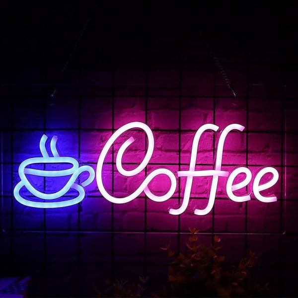 Kahvikyltti, USB käyttöinen kahvikyltti metalliketjulla, Led-kahvikyltit seinäkoristeluun, kahvila, ravintola